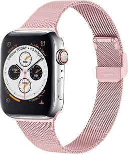imoshion Bandje Geschikt voor Apple Watch Bandje Series 1 t/m 9 / SE (38 / 40 / 41 mm) | Series 10 (42 mm) - imoshion Milanees vouwband - Roze