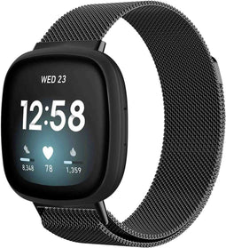 iMoshion Bandje Geschikt voor Fitbit Versa 3 Maat M - iMoshion Milanees magnetische band - Zwart