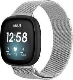 iMoshion Bandje Geschikt voor Fitbit Versa 3 Maat M - iMoshion Milanees magnetische band - Zilver