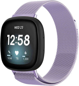 iMoshion Bandje Geschikt voor Fitbit Versa 3 Maat M - iMoshion Milanees magnetische band - Paars
