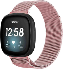 iMoshion Bandje Geschikt voor Fitbit Versa 3 Maat M - iMoshion Milanees magnetische band - Roze