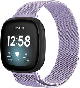 iMoshion Bandje Geschikt voor Fitbit Versa 3 Maat S - iMoshion Milanees magnetische band - Paars