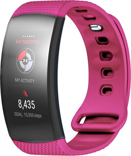 iMoshion Bandje Geschikt voor Samsung Gear Fit 2 / 2 Pro - iMoshion Siliconen band zilver knoopje met design - Fuchsia