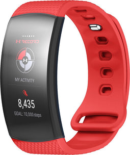iMoshion Bandje Geschikt voor Samsung Gear Fit 2 / 2 Pro - iMoshion Siliconen band zilver knoopje met design - Rood