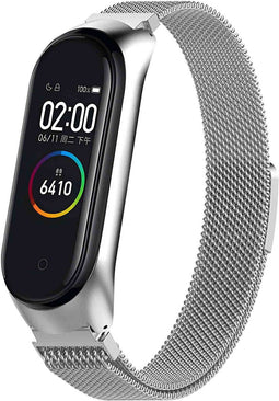iMoshion Bandje Geschikt voor Xiaomi Mi Band 3 / 4 - iMoshion Milanees magnetische band met inkliksysteem - Zilver