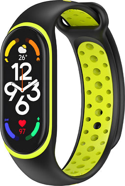 iMoshion Bandje Geschikt voor Xiaomi Mi Band 7 / Lime - iMoshion Siliconen sport band met inkliksysteem ronde drukknoop - Zwart