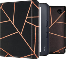 imoshion E-reader Hoesje - Geschikt voor Kobo Libra 2 - Design Slim Hard Case Sleepcover Bookcase met stand - Black Graphic