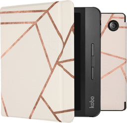 imoshion E-reader Hoesje - Geschikt voor Kobo Libra H2O - Design Slim Hard Case Sleepcover Bookcase met stand - White Graphic