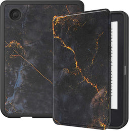 imoshion E-reader Hoesje - Geschikt voor Tolino Shine 4, Kobo Clara 2E - Design Slim Soft Case Sleepcover Bookcase - Black Marble