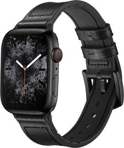 iMoshion Echt lederen bandje voor de Apple Watch Series 1 / 2 / 3 / 4 / 5 / 6 / 7 / 8 / 9 / SE / Ultra (2) - 42 / 44 / 45 / 49 mm - Zwart