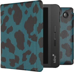 imoshion Ereader Cover / Hoesje Geschikt voor Tolino Vision 5 - imoshion Design Slim Hard Case Sleepcover Bookcase met stand - Green Leopard