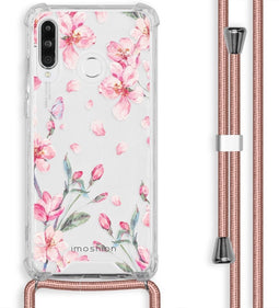 iMoshion Hoesje Geschikt voor Huawei P30 Lite Hoesje Met Koord - iMoshion Design Hoesje met Koord - Roze / Transparant / Blossom Watercolor