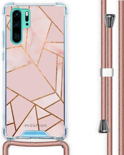 iMoshion Hoesje Geschikt voor Huawei P30 Pro Hoesje Met Koord - iMoshion Design Hoesje met Koord - Goud / Roze / Pink Graphic