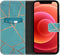 iMoshion Hoesje Geschikt voor iPhone 12 Mini Hoesje Met Pasjeshouder - iMoshion Design Softcase Bookcase - Goud / Meerkleurig / Blauw / Blue Graphic