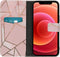 iMoshion Hoesje Geschikt voor iPhone 12 Mini Hoesje Met Pasjeshouder - iMoshion Design Softcase Bookcase - Goud / Roze / Pink Graphic