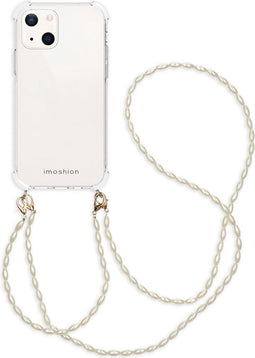 iMoshion Hoesje Geschikt voor iPhone 13 Hoesje Met Koord - iMoshion Backcover met koord + armband - Parels - transparant