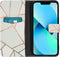 iMoshion Hoesje Geschikt voor iPhone 13 Hoesje Met Pasjeshouder - iMoshion Design Softcase Bookcase - Wit / White Graphic