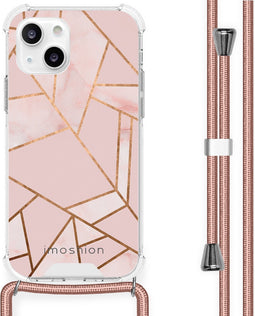 iMoshion Hoesje Geschikt voor iPhone 13 Mini Hoesje Met Koord - iMoshion Design Hoesje met Koord - Goud / Pink Graphic