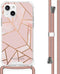 iMoshion Hoesje Geschikt voor iPhone 13 Mini Hoesje Met Koord - iMoshion Design Hoesje met Koord - Goud / Pink Graphic