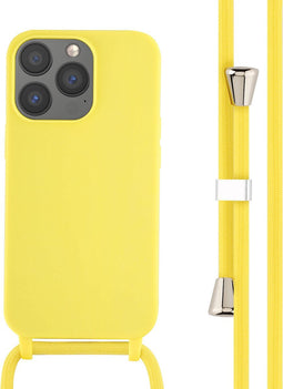 iMoshion Hoesje Geschikt voor iPhone 13 Pro Hoesje Met Koord - iMoshion Siliconen hoesje met koord - Geel