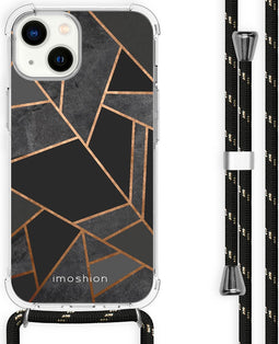 iMoshion Hoesje Geschikt voor iPhone 14 Hoesje Met Koord - iMoshion Design Hoesje met Koord - Zwart / Black Graphic
