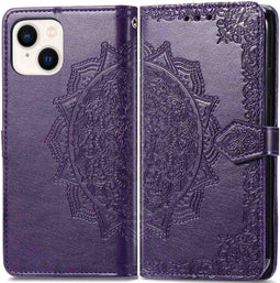 iMoshion Hoesje Geschikt voor iPhone 14 Hoesje Met Pasjeshouder - iMoshion Mandala Bookcase - Paars