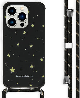 iMoshion Hoesje Geschikt voor iPhone 14 Pro Hoesje Met Koord - iMoshion Design Hoesje met Koord - Goud / Stars Gold