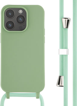 iMoshion Hoesje Geschikt voor iPhone 14 Pro Hoesje Met Koord - iMoshion Siliconen hoesje met koord - Groen
