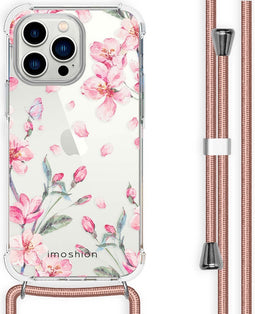 iMoshion Hoesje Geschikt voor iPhone 14 Pro Hoesje Met Koord - iMoshion Design Hoesje met Koord - Roze / Blossom Watercolor