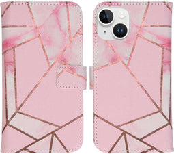 iMoshion Hoesje Geschikt voor iPhone 15 Hoesje - iMoshion Design Softcase Bookcase - Roze / Pink Graphic