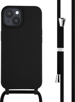 imoshion Hoesje Geschikt voor iPhone 15 Hoesje Met Koord - imoshion Siliconen hoesje met koord - Zwart