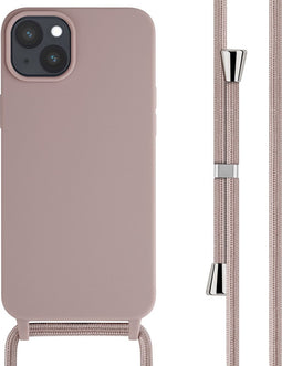 imoshion Hoesje Geschikt voor iPhone 15 Plus Hoesje Met Koord - imoshion Siliconen hoesje met koord - roze