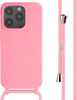 iMoshion Hoesje Geschikt voor iPhone 15 Pro Hoesje Met Koord - iMoshion Siliconen hoesje met koord - Roze