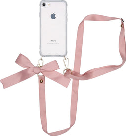 iMoshion Hoesje Geschikt voor iPhone SE (2022) / SE (2020) / 8 / 7 Hoesje Met Koord - iMoshion Backcover met koord - Satijn - Transparant