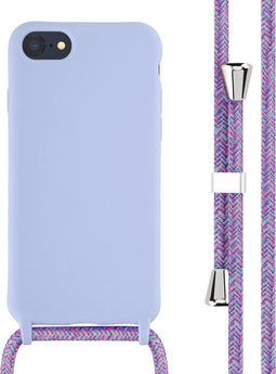 iMoshion Hoesje Geschikt voor iPhone SE (2022) / SE (2020) / 8 / 7 Hoesje Met Koord - iMoshion Siliconen hoesje met koord - Paars