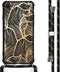 iMoshion Hoesje Geschikt voor iPhone SE (2022) / SE (2020) / 8 / 7 Hoesje Met Koord - iMoshion Design Hoesje met Koord - Goud / Zwart / Golden Leaves