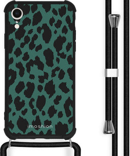 iMoshion Hoesje Geschikt voor iPhone Xr Hoesje Met Koord - iMoshion Design Hoesje met Koord - Zwart / Meerkleurig / Groen / Panther Illustration