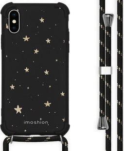 iMoshion Hoesje Geschikt voor iPhone Xs / X Hoesje Met Koord - iMoshion Design Hoesje met Koord - Goud / Zwart / Stars Gold