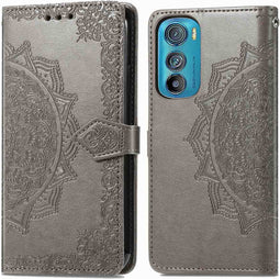iMoshion Hoesje Geschikt voor Motorola Edge 30 Hoesje Met Pasjeshouder - iMoshion Mandala Bookcase - Grijs