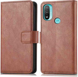 iMoshion Hoesje Geschikt voor Motorola Moto E20 Hoesje Met Pasjeshouder - iMoshion Luxe Bookcase - Bruin