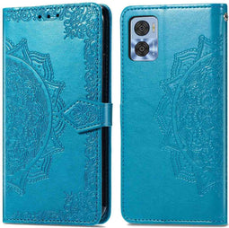 iMoshion Hoesje Geschikt voor Motorola Moto E22 Hoesje Met Pasjeshouder - iMoshion Mandala Bookcase - Turquoise