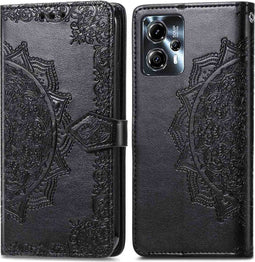 imoshion Hoesje Geschikt voor Motorola Moto G23 / Moto G13 Hoesje Met Pasjeshouder - imoshion Mandala Bookcase - Zwart