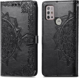iMoshion Hoesje Geschikt voor Motorola Moto G30 / Moto G20 / Moto G10 Power / Moto G10 Hoesje Met Pasjeshouder - iMoshion Mandala Bookcase - Zwart