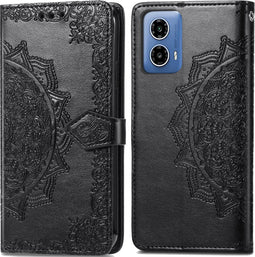 iMoshion Hoesje Geschikt voor Motorola Moto G34 Hoesje Met Pasjeshouder - iMoshion Mandala Bookcase - Zwart