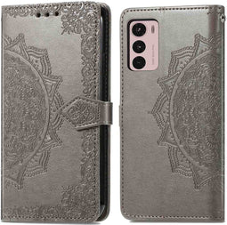 iMoshion Hoesje Geschikt voor Motorola Moto G42 Hoesje Met Pasjeshouder - iMoshion Mandala Bookcase - Grijs