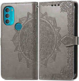 iMoshion Hoesje Geschikt voor Motorola Moto G71 Hoesje Met Pasjeshouder - iMoshion Mandala Bookcase - Grijs