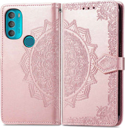 iMoshion Hoesje Geschikt voor Motorola Moto G71 Hoesje Met Pasjeshouder - iMoshion Mandala Bookcase - Rosé Goud
