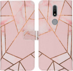 iMoshion Hoesje Geschikt voor Nokia 2.4 Hoesje Met Pasjeshouder - iMoshion Design Softcase Bookcase - Meerkleurig / Pink Graphic