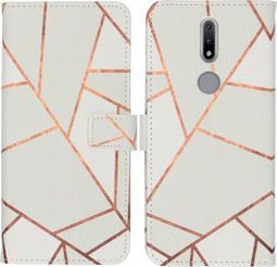 iMoshion Hoesje Geschikt voor Nokia 2.4 Hoesje Met Pasjeshouder - iMoshion Design Softcase Bookcase - Meerkleurig / White Graphic