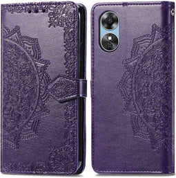 iMoshion Hoesje Geschikt voor Oppo A17 Hoesje Met Pasjeshouder - iMoshion Mandala Bookcase - Paars